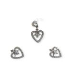 925 Sterling Silver Pendant Set in Heart Shape with Zerkons